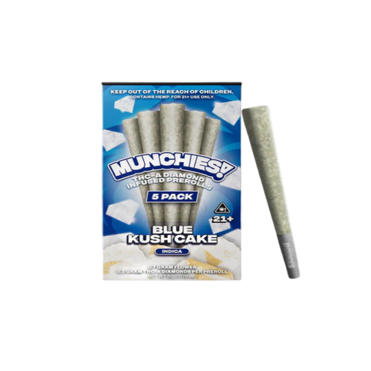 MUNCHIES THC-A DIAMOND PREROLLS 5PK – BLUE KUSH CAKE INDICA