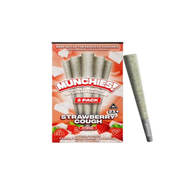 MUNCHIES THC-A DIAMOND PREROLLS 5PK – STRAWBERRY COUGH HYBRID