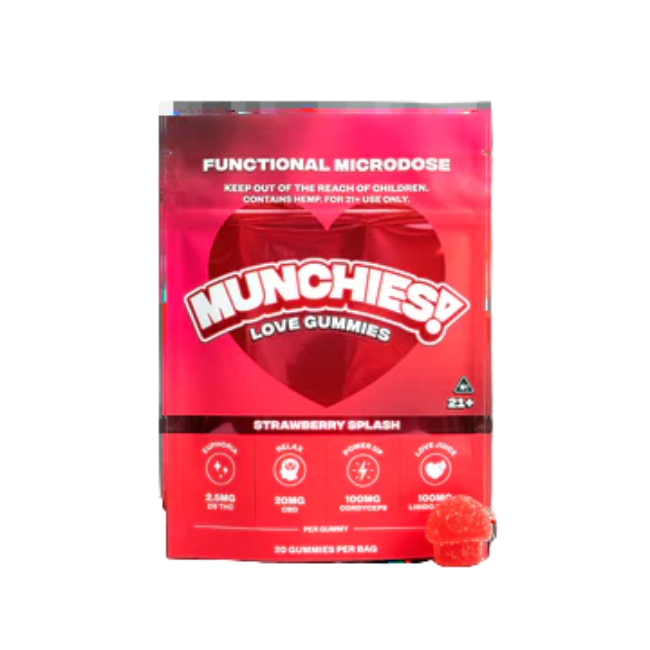 DELTA MUNCHIES FUNCTIONAL MICRODOSE GUMMIES – LOVE STRAWBERRY SPLASH