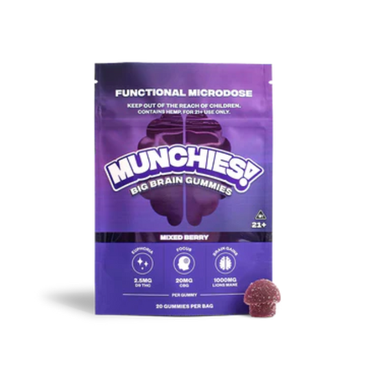 DELTA MUNCHIES FUNCTIONAL MICRODOSE GUMMIES – BIG BRAIN MIXED BERRY