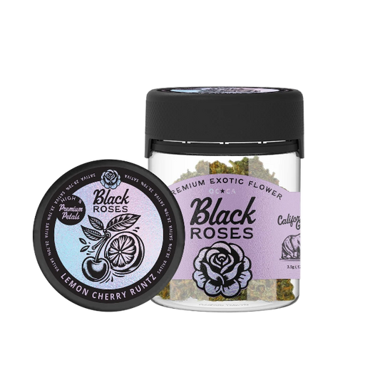 BLACK ROSES PREMIUM EXOTIC THC-A FLOWER JAR 3.5G – LEMON CHERRY RUNTZ SATIVA