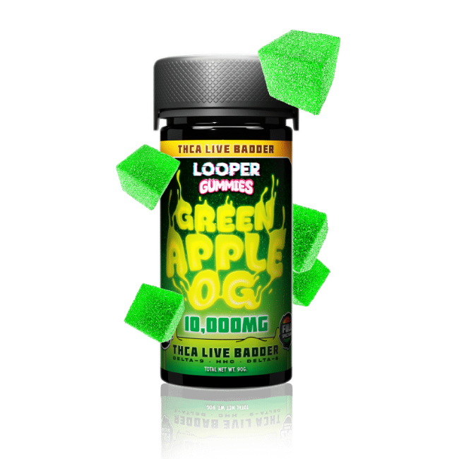 LOOPER THC-A ULTRA POTENT FULL SPECTRUM GUMMIES 500MG 20CT JAR - GREEN APPLE OG