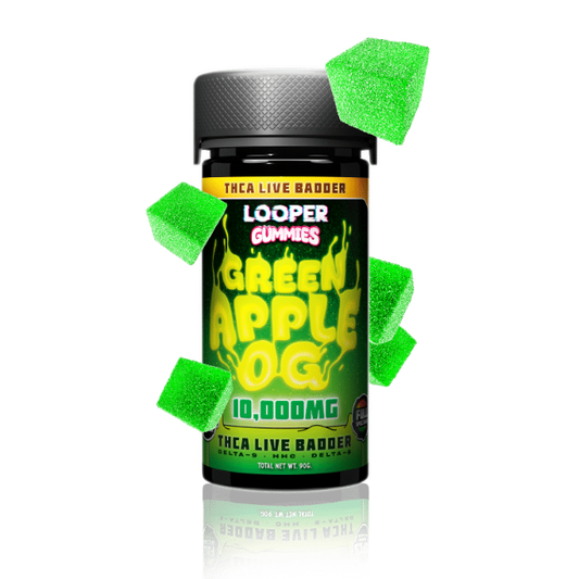 LOOPER THC-A ULTRA POTENT FULL SPECTRUM GUMMIES 500MG 20CT JAR - GREEN APPLE OG