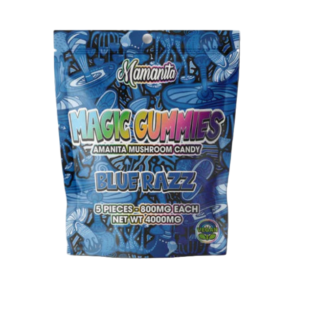 Mamanita Blue Razz Magic Gummies Mushroom Candy 10pcs 800mg 8000mg Per Pkg