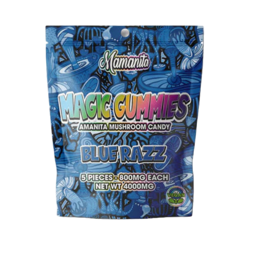 Mamanita Blue Razz Magic Gummies Mushroom Candy 10pcs 800mg 8000mg Per Pkg