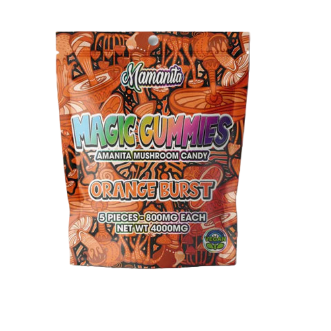 Mamanita Orange Burst Magic Gummies Mushroom Candy 10pcs 800mg 8000mg Per Pkg