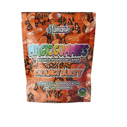 Mamanita Orange Burst Magic Gummies Mushroom Candy 10pcs 800mg 8000mg Per Pkg