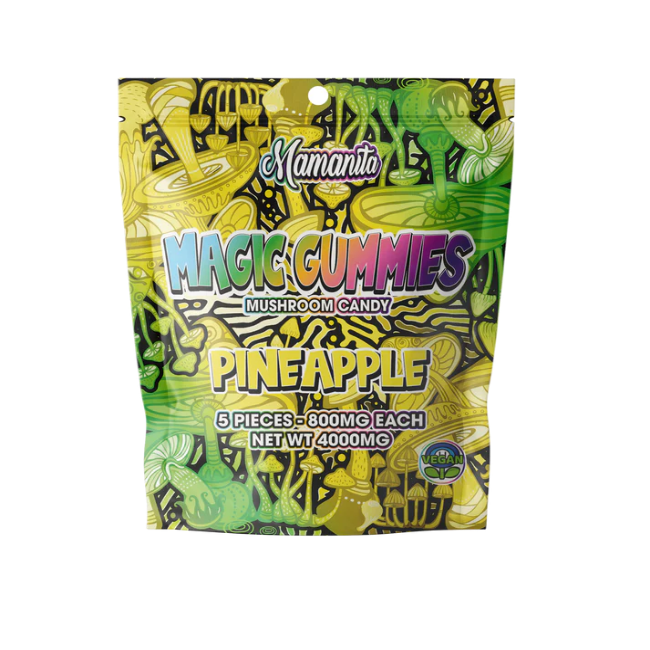 Mamanita Pineapple Magic Gummies Mushroom Candy 10pcs 800mg 8000mg Per Pkg