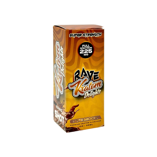 RAVE KRATOM BLACKED OUT SHOT 1OZ - CAFE MOCHA (FULL SPECTRUM, 225MG) - Seven Tech