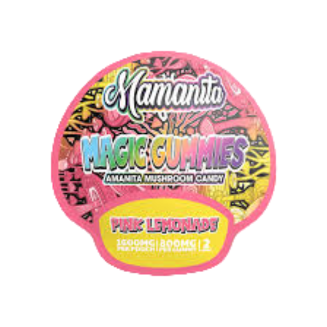 Mamanita Pink Lemonade Magic Gummies Mushroom Candy 2pcs 800mg 1600mg Per Pkg