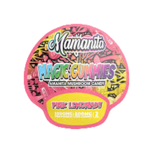 Mamanita Pink Lemonade Magic Gummies Mushroom Candy 2pcs 800mg 1600mg Per Pkg