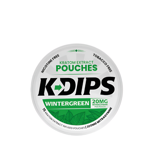 HAPPY HIPPO K-DIPS KRATOM EXTRACT POUCHES 15CT 20MG - WINTERGREEN - Seven Tech