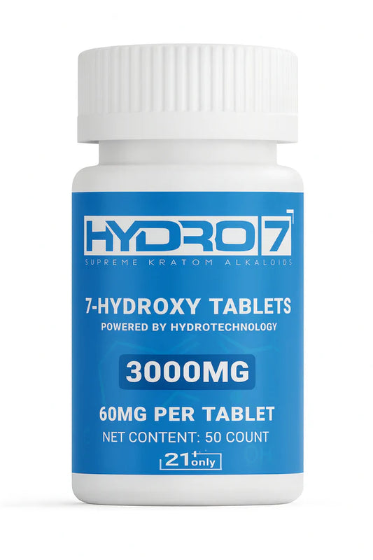HYDRO 7 SUPREME KRATOM ALKALOIDS 7-HYDROXY 50CT 60MG PER TABLET 3000MG PER BOTTLE  60MG PER SERVING