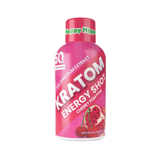 HAPPY HIPPO KRATOM ENERGY SHOT 2FLOZ 50MG - CHERRY POM POM - Seven Tech