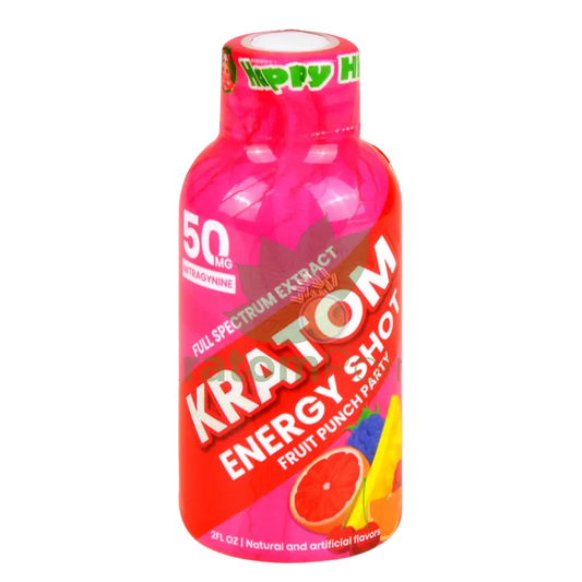 HAPPY HIPPO KRATOM ENERGY SHOT 2FLOZ 50MG - FRUIT PUNCH PARTY - Seven Tech