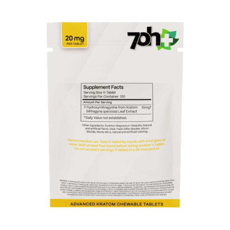 7OH Plus 7-Hydroxy Chewable Tablets 20mg Per Tablet