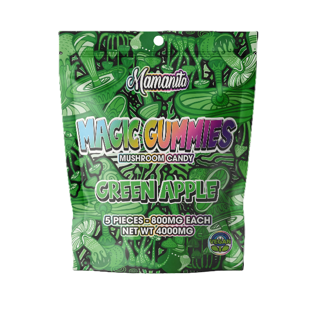 Mamanita Green Apple Magic Gummies Mushroom Candy 2pcs 800mg 1600mg Per Pkg