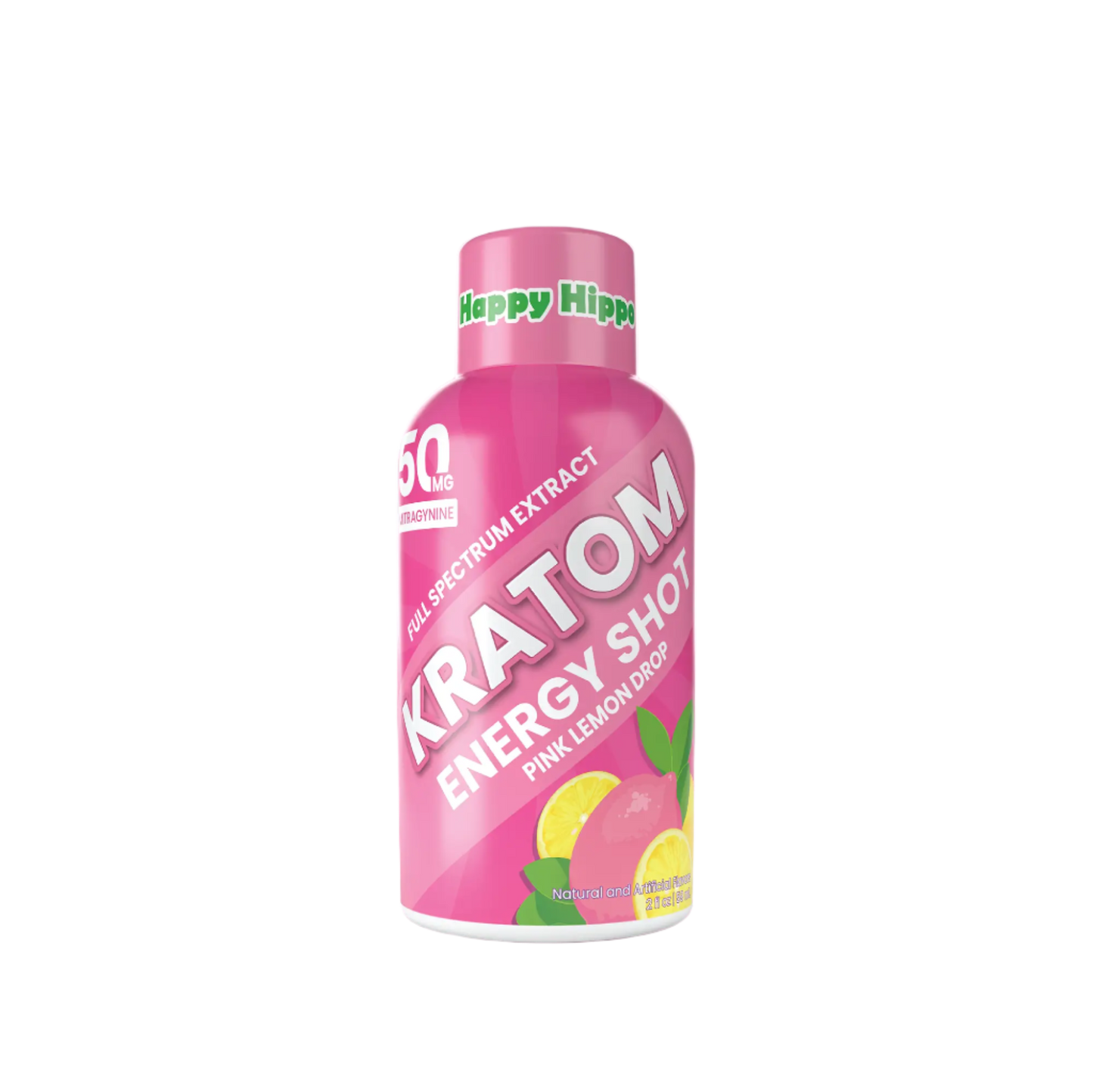 HAPPY HIPPO KRATOM ENERGY SHOT 2FLOZ 50MG - PINK LEMON DROP - Seven Tech