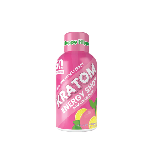 HAPPY HIPPO KRATOM ENERGY SHOT 2FLOZ 50MG - PINK LEMON DROP - Seven Tech