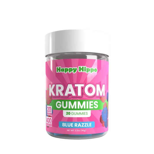 HAPPY HIPPO KRATOM GUMMIES 400MG 20CT - BLUE RAZZLE