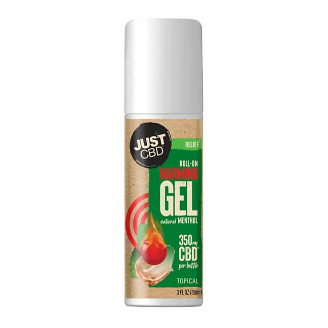 JUST CBD RELIEF ROLL ON WARMING GEL W/ CAMPHOR - 350MG 3FLOZ