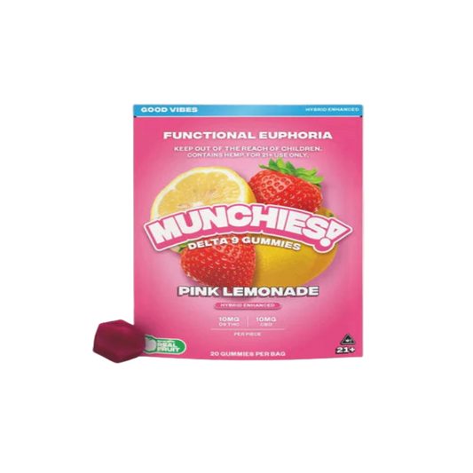 DELTA MUNCHIES FUNCTIONAL EUPHORIA DELTA 9 BOOSTED GUMMIES - PINK LEMONADE HYBRID - GOOD VIBES