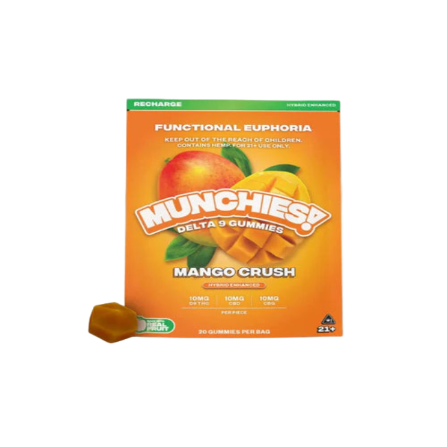 DELTA MUNCHIES FUNCTIONAL EUPHORIA DELTA 9 BOOSTED GUMMIES - MANGO CRUSH HYBRID - RECHARGE
