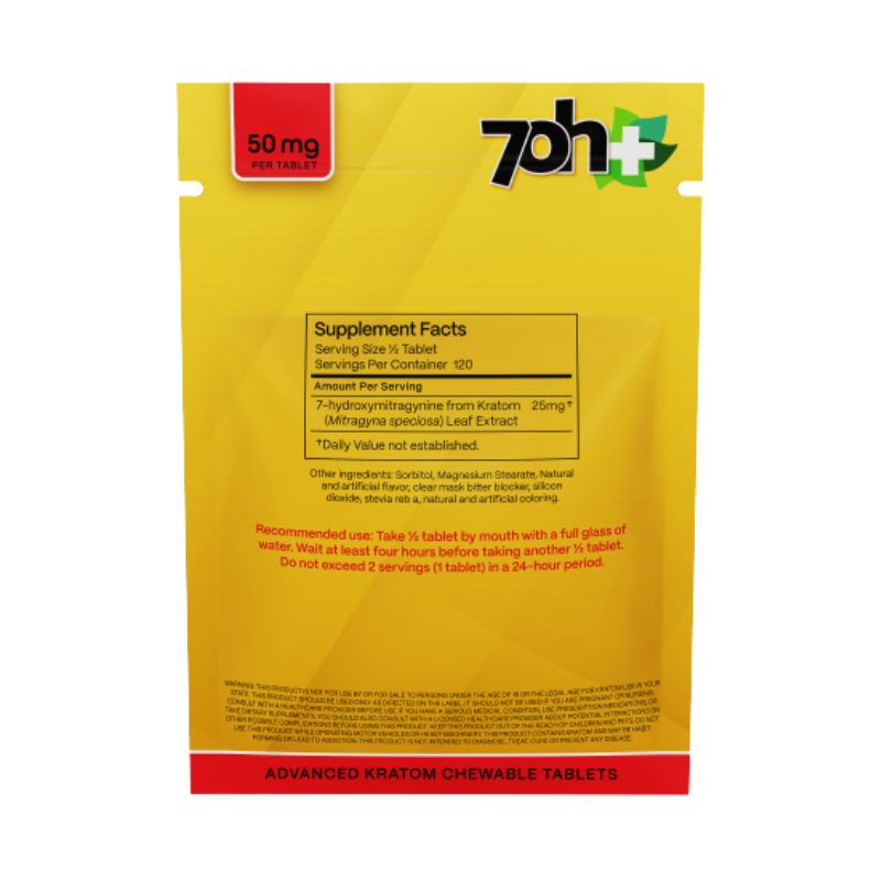 7OH Plus 7-Hydroxy Chewable Tablets 50mg per Tablet