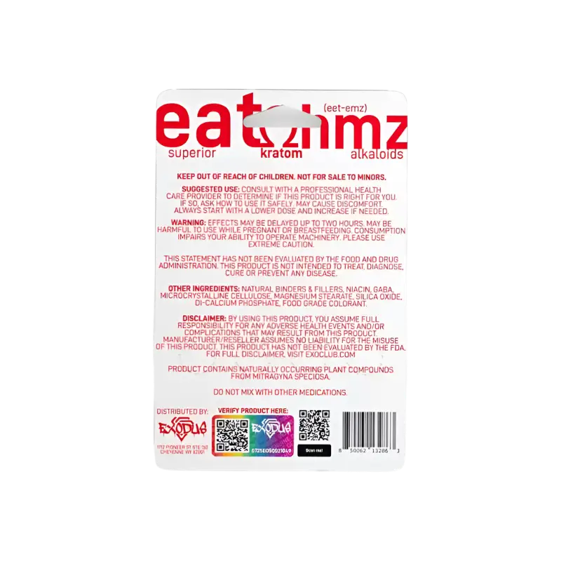 Back label of an Eat Nimz food product package showing ingredients and product information.