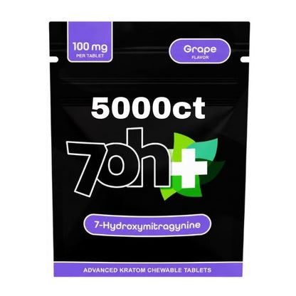 7OH Plus 7-Hydroxymitragymime Chewable Tablets 100mg Per Tablet - Grape (1000ct , 5000ct, 10000ct)