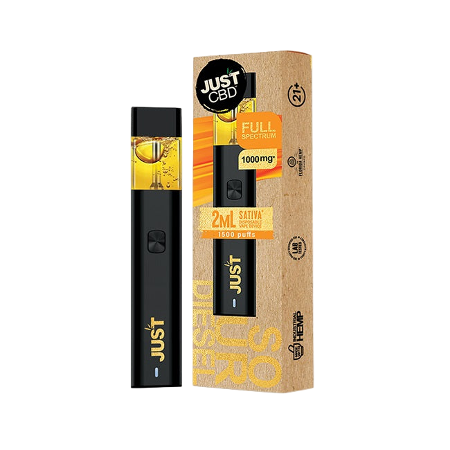 JUST CBD FULL SPECTRUM LIVE RESIN 1000MG 2ML DISPOSABLE - SOUR DIESEL SATIVA
