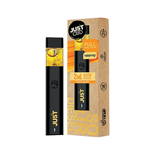 JUST CBD FULL SPECTRUM LIVE RESIN 1000MG 2ML DISPOSABLE - SOUR DIESEL SATIVA