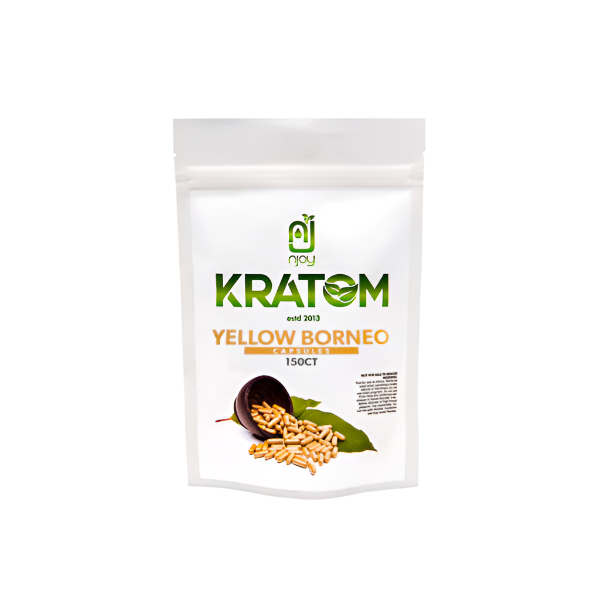 NJOY KRATOM CAPSULES 150CT - BORNEO YELLOW VEIN - Seven Tech