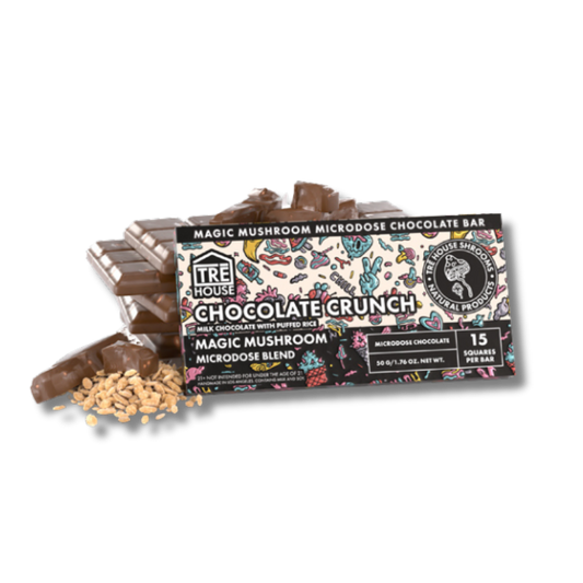 TRE House Magic Mushroom Microdose Chocolate Crunch 15 Square Bars 50g 1.76oz