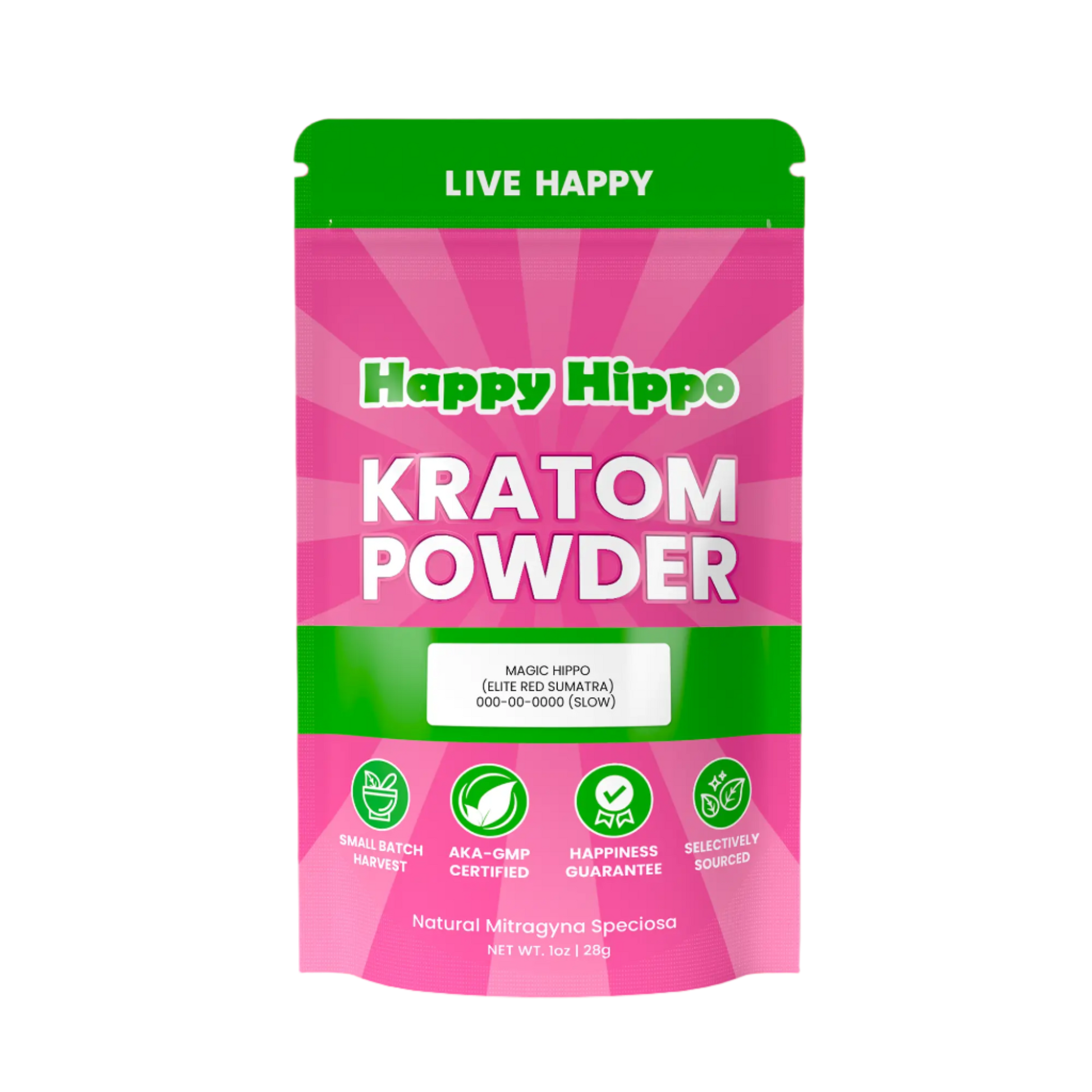 HAPPY HIPPO KRATOM POWDER 227G / 8OZ - MAGIC HIPPO / SUMATRA RED VEIN - Seven Tech