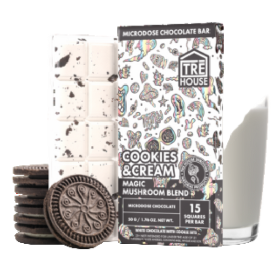 TRE House Magic Mushroom Microdose Cookies & Cream 15 Square Bars 50g 1.76oz