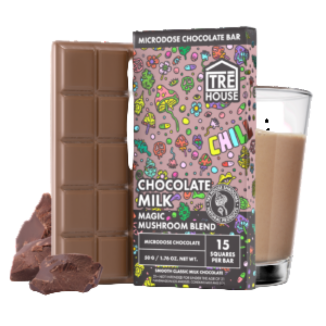 TRE House Magic Mushroom Microdose Chocolate Milk 15 Square Bars 50g 1.76oz