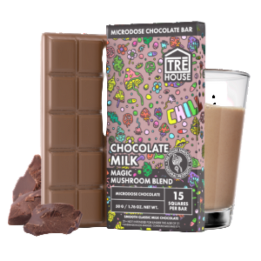 TRE House Magic Mushroom Microdose Chocolate Milk 15 Square Bars 50g 1.76oz