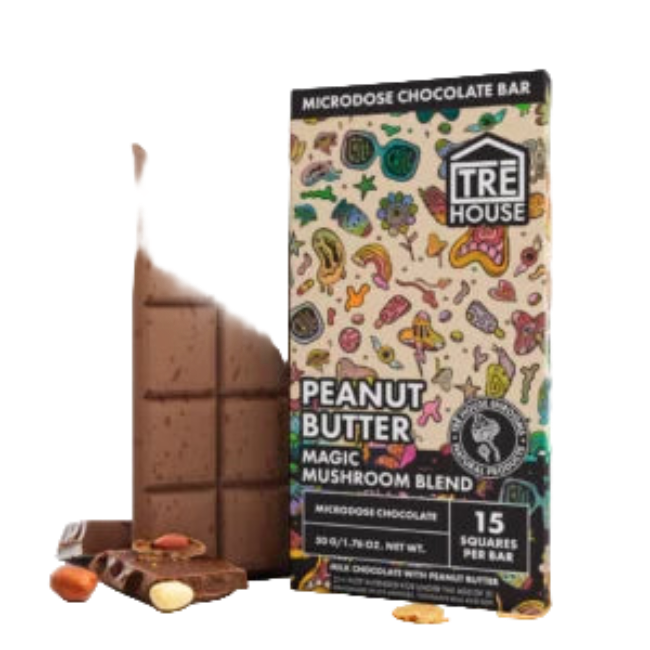TRE House Magic Mushroom Microdose Peanut Butter 15 Square Bars 50g 1.76oz