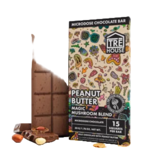 TRE House Magic Mushroom Microdose Peanut Butter 15 Square Bars 50g 1.76oz