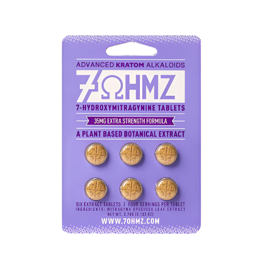 7OHMZ 6ct Advanced Kratom Alkaloids 7OH Chewable Tabs Extra Strength Unflavored 35mg Per Tablets - Seven Tech