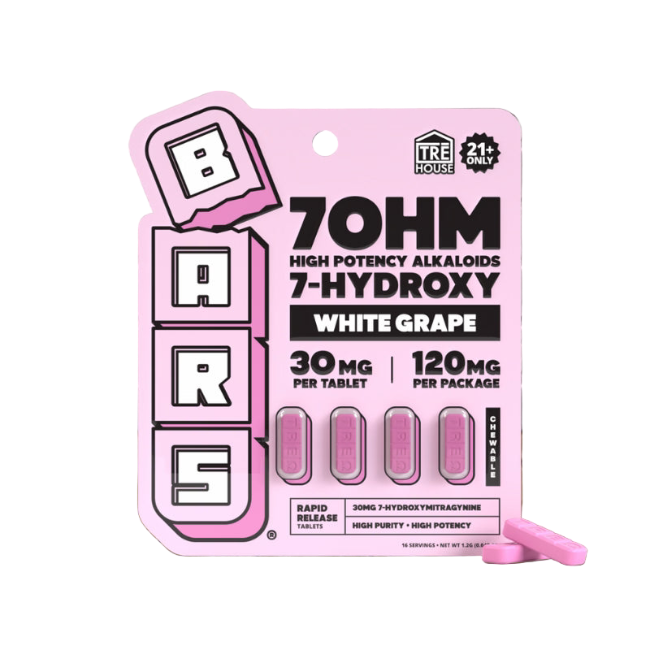 TRE House BARS 7-Hydroxy White Grape 120mg 4ct 30mg Per Tablet - Seven Tech