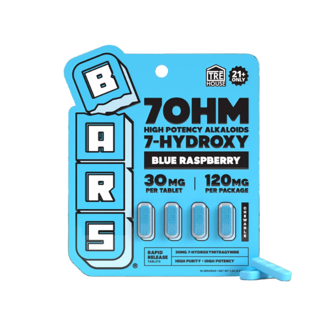 🎁 TRE House BARS 7-Hydroxy Blue Raspberry 120mg 4ct 30mg Per Tablet (100% off)
