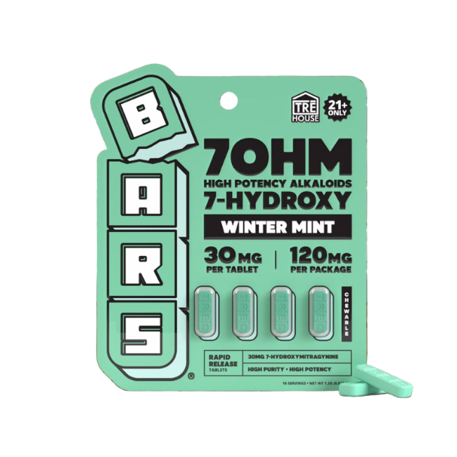 TRE House BARS 7-Hydroxy Winter Mint 120mg 4ct 30mg Per Tablet