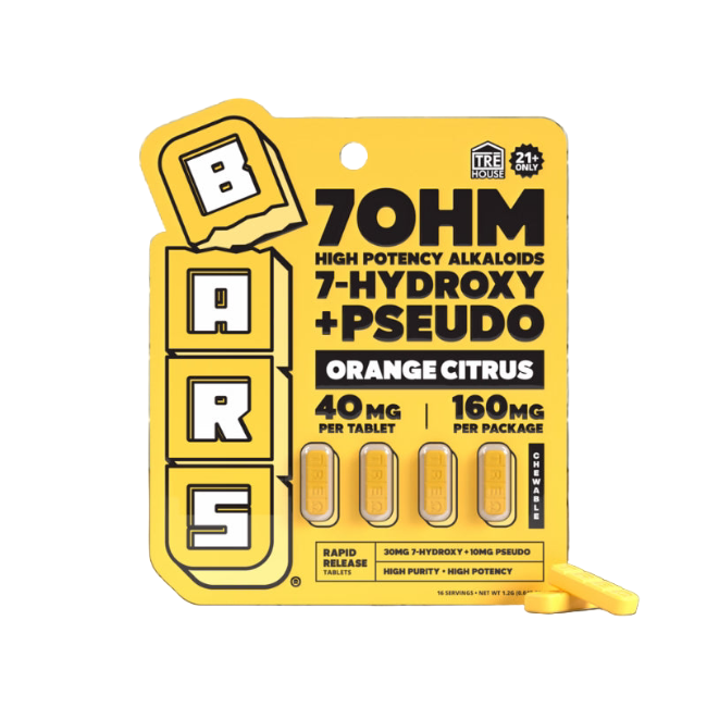 TRE House BARS 7-Hydroxy/Pseudo Orange Citrus 160mg 4ct 40mg Per Tablet - Seven Tech