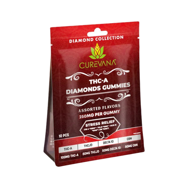 CUREVANA THC-A DIAMOND GUMMIES 250MG 10CT - STRESS RELIEF