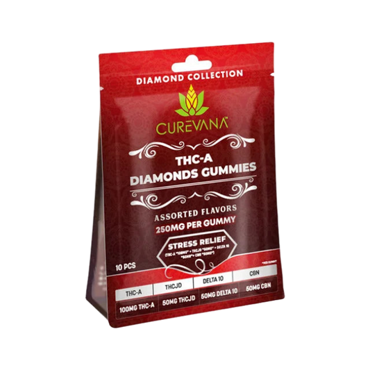 CUREVANA THC-A DIAMOND GUMMIES 250MG 10CT - STRESS RELIEF