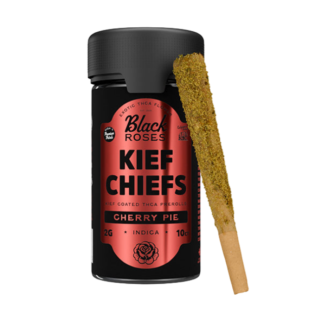 Black Roses Kief Chiefs Exotic Kief Coated Pre-Rolls 2g 10ct Jar Cherry Pie Indica