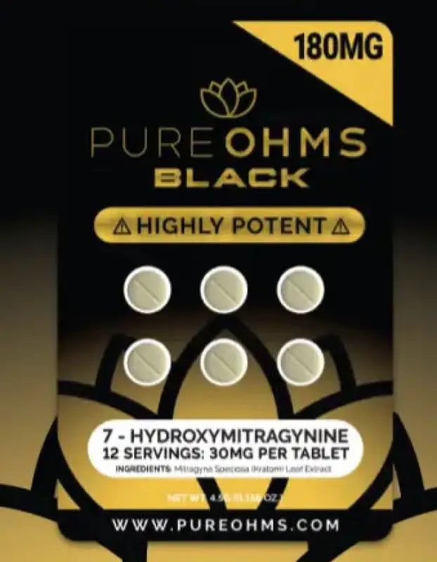 Package of ’Pure Ohms Black’ tablets.