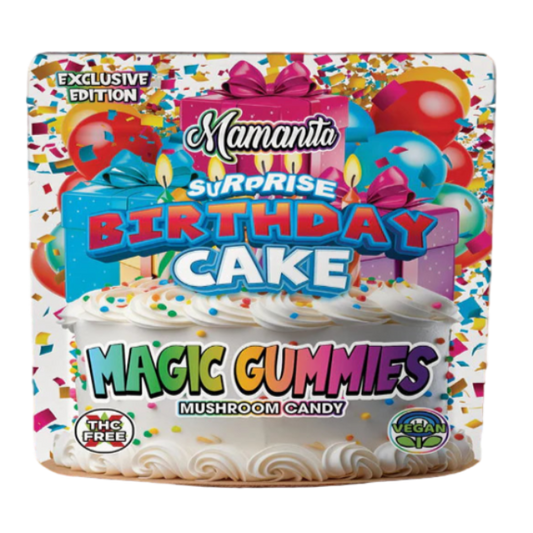 Mamanita Birthday Cake Magic Gummies Mushroom Candy 10pcs 800mg 8000mg Per Pkg